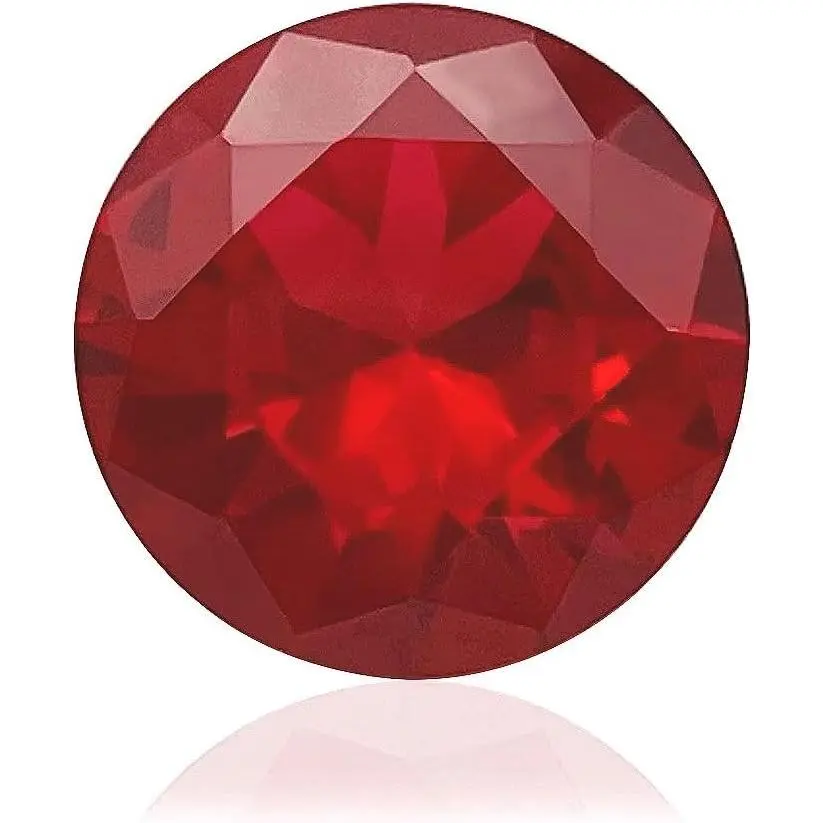 Round Brilliant Loose Synthetic Ruby Stone Red Corundum Gemstone Cut Faceted 3A VVS (1Pcs)