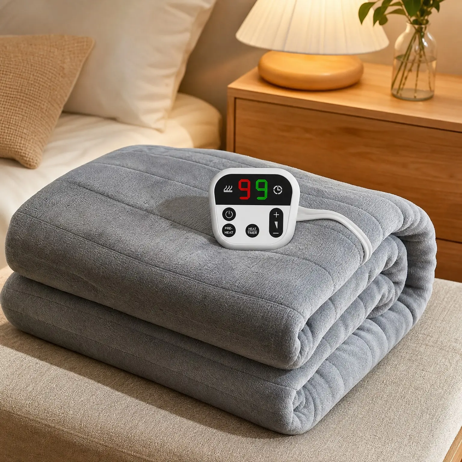 Full Size Electric Heated Blanket 72"x84" Flannel, 10 Heat Levels, 10-Hour Auto-Off, Fast Heating, Overheat Protection, Machine Washable, Soft & Cozy for Home, Office (Gray)Gift