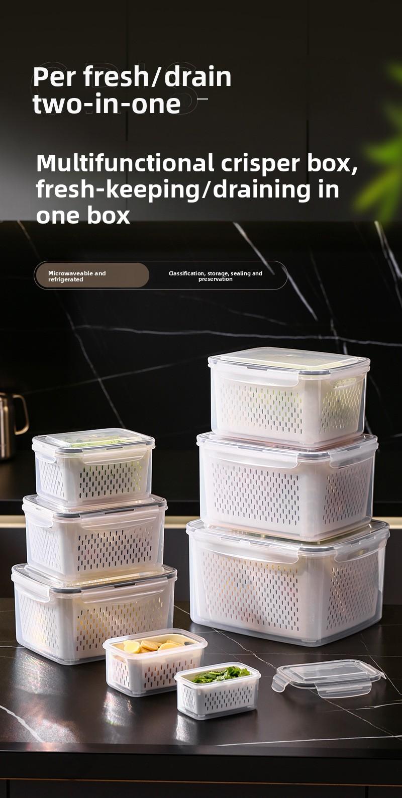 Multifunctional Crisper Box Set for Storage Drainage Microwaveable Airtight Leakproof Stackable Food Containers Ideal for Meal Prep Organization Foam Hinged Lid Container Sealing Bag Organizer with Cutter Compartmented Meal Prep Containers wrap bags fruit