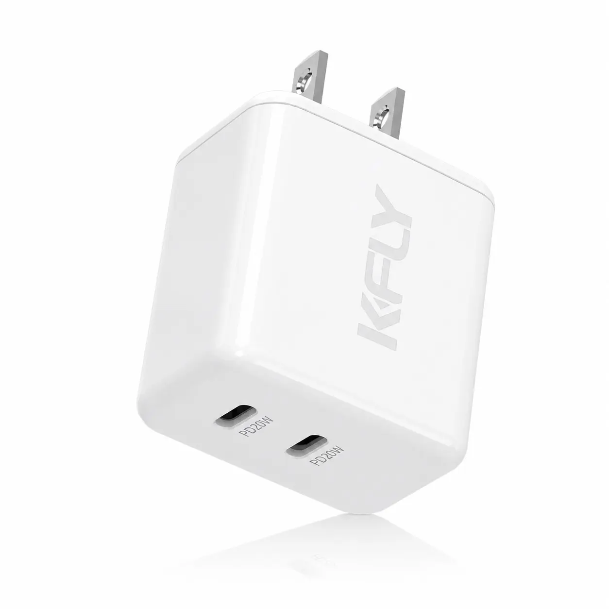 Kfly 20w Dual USB-C Cellphone Charger, Fast PD Charging Adapter, Charge 2 Devices at Once, Compact Travel-Friendly Wall Plug, Ideal for On-The-Go Use