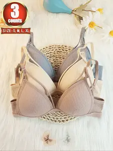 Women's Plain Cut Out Wireless Fitted Knit Everyday Bra, Soft Comfortable Adjustable Strap Bra for Daily Wear, Ladies Lingerie for All Seasons