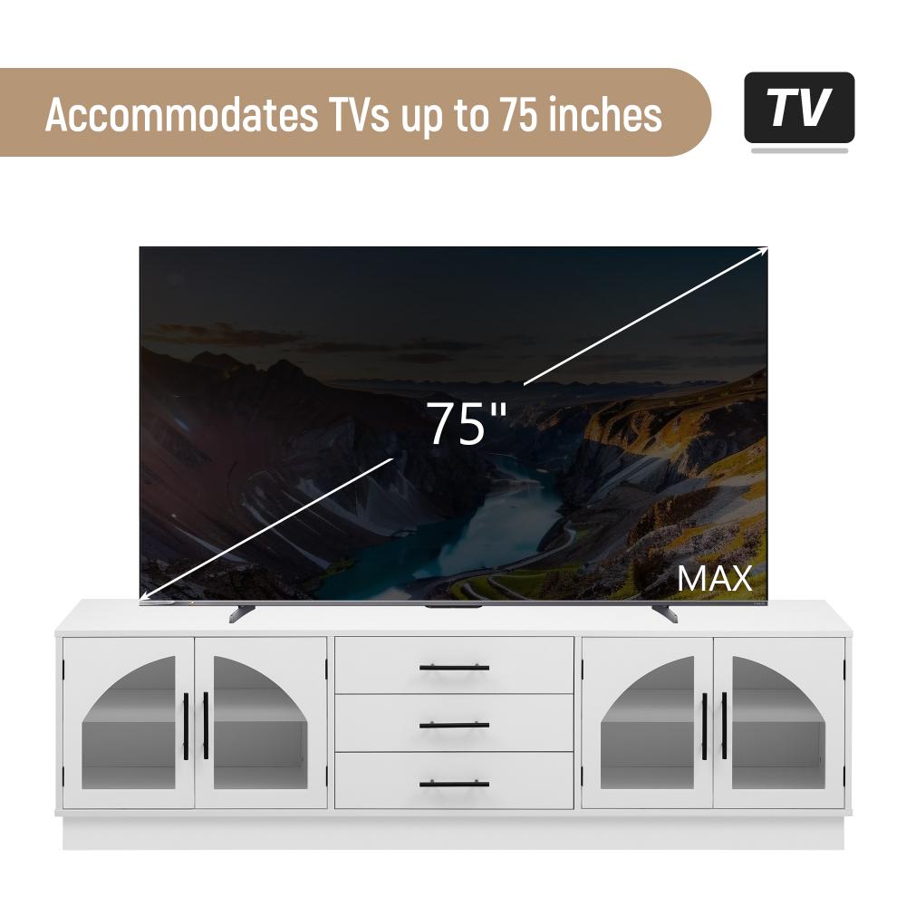 VIBE HAUS 68.9'' Modern Minimalist TV Stand for TVs Up To 75 Inches, Entertainment Center Media Console Cabinet with Adjustable Shelves for Living Room