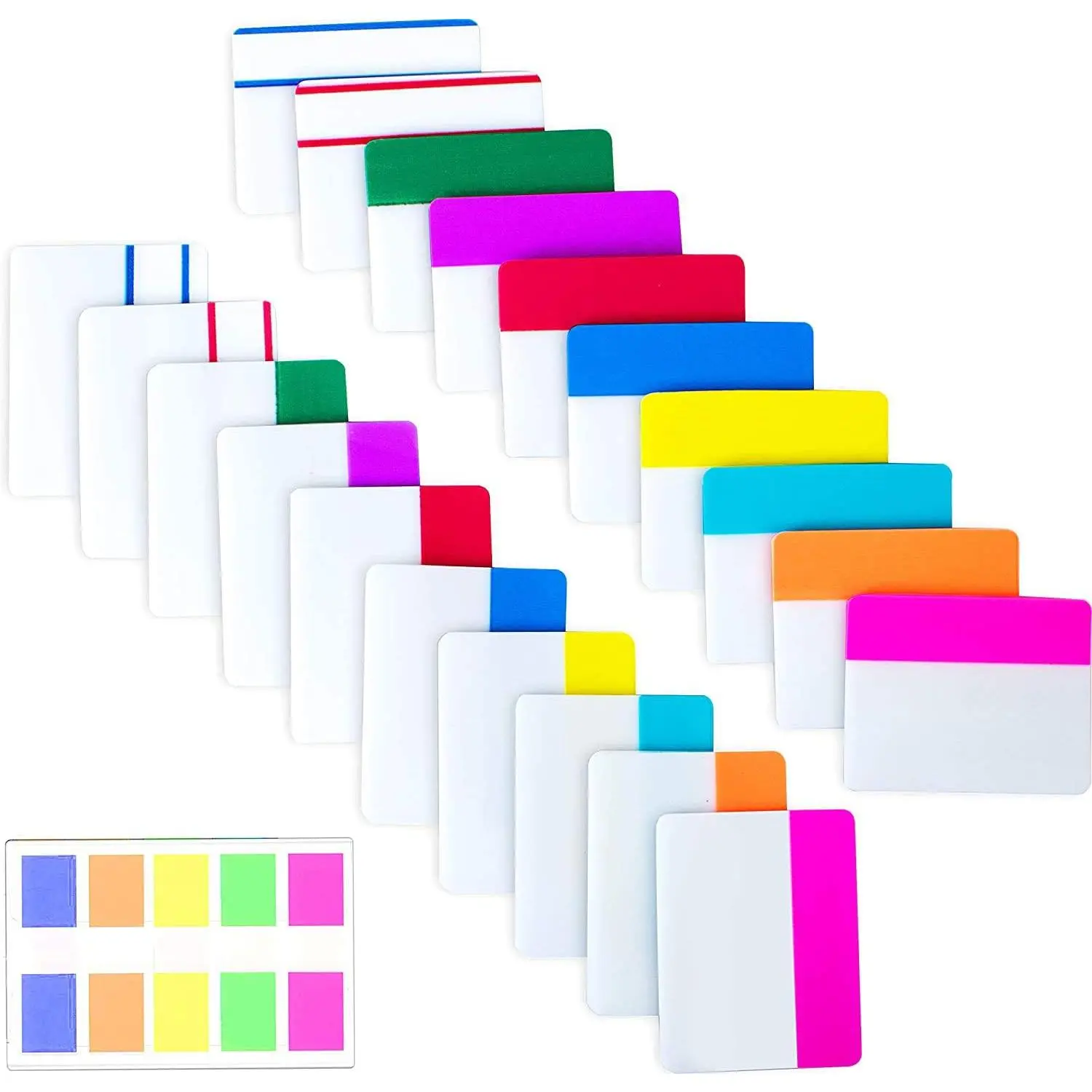500 count Tabs 2 Inch Sticky Index Tabs, Writable and Repositionable | File Tabs Flags Colored Page Markers Labels for Reading Notes, Books and Classify Files, 21 Sets 10 Colors,Smooth Writing