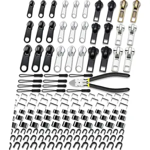 159 Pieces Universal Zipper Repair Kit with Replacement Zippers Slider for Jacket Coat Backpack Luggage Suitcase #3#5#8