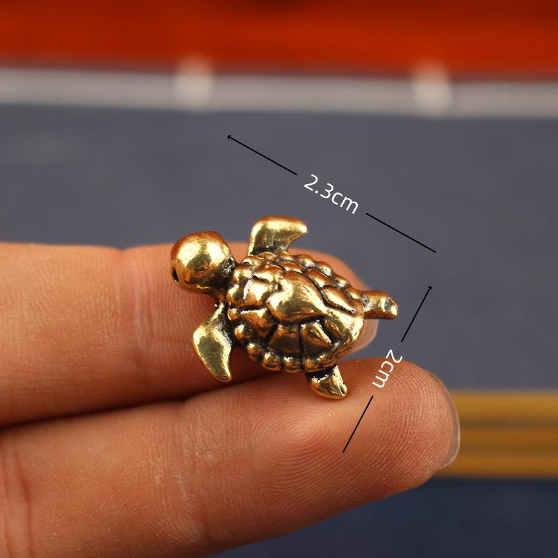 Brass Turtle Figurine Vintage Tortoise Statue Symbolizing Wealth Longevity And Luck Delicate Metal Craft For Desk Home Office And Car Decoration Practical Tea Pet With Auspicious Cultural Meaning And Exquisite Workmanship