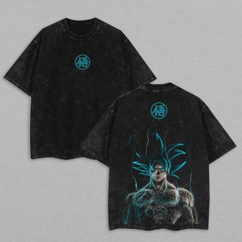 [Collection] Limited DBZZ Washed T-Shirt – Anime Streetwear,  Graphic Tee, Retro Battle Aesthetic, Japanese Manga Fashion