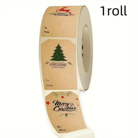 Vintage Christmas Stickers Roll, 300 Sheets Retro Holiday Gift Wrapping Labels, Gift Stickers Labels for Presents, Decorative Paper Stickers for Xmas Gifts & Crafts