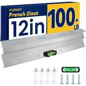 12 Inch Aluminum French Cleat Picture & Mirror Hanger Headboard Wall Mounting Brackets, 1 Pair with Screws, Supports 80 lbs