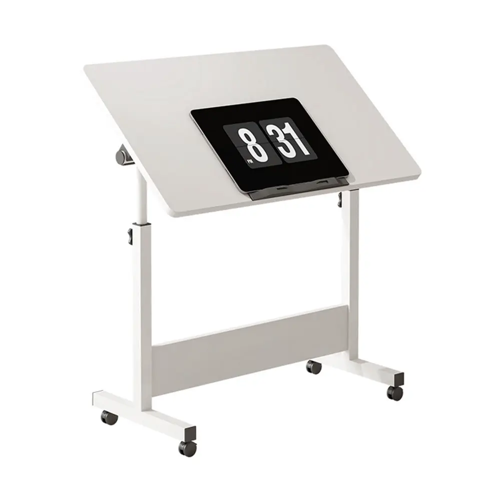 Collapsible Standing Desk, Side Table with Adjustable Height and Lockable Wheels, Foldable Mobile Computer Table Workstation for Home Office Small Space