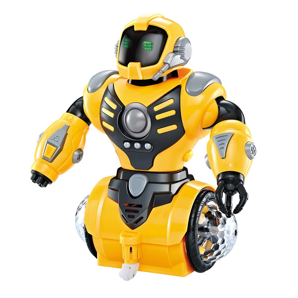 Dancing Robot with Light Rotary |   Yellow and Chocolate Colored, Uncharged, Battery-Free Robot Toy for