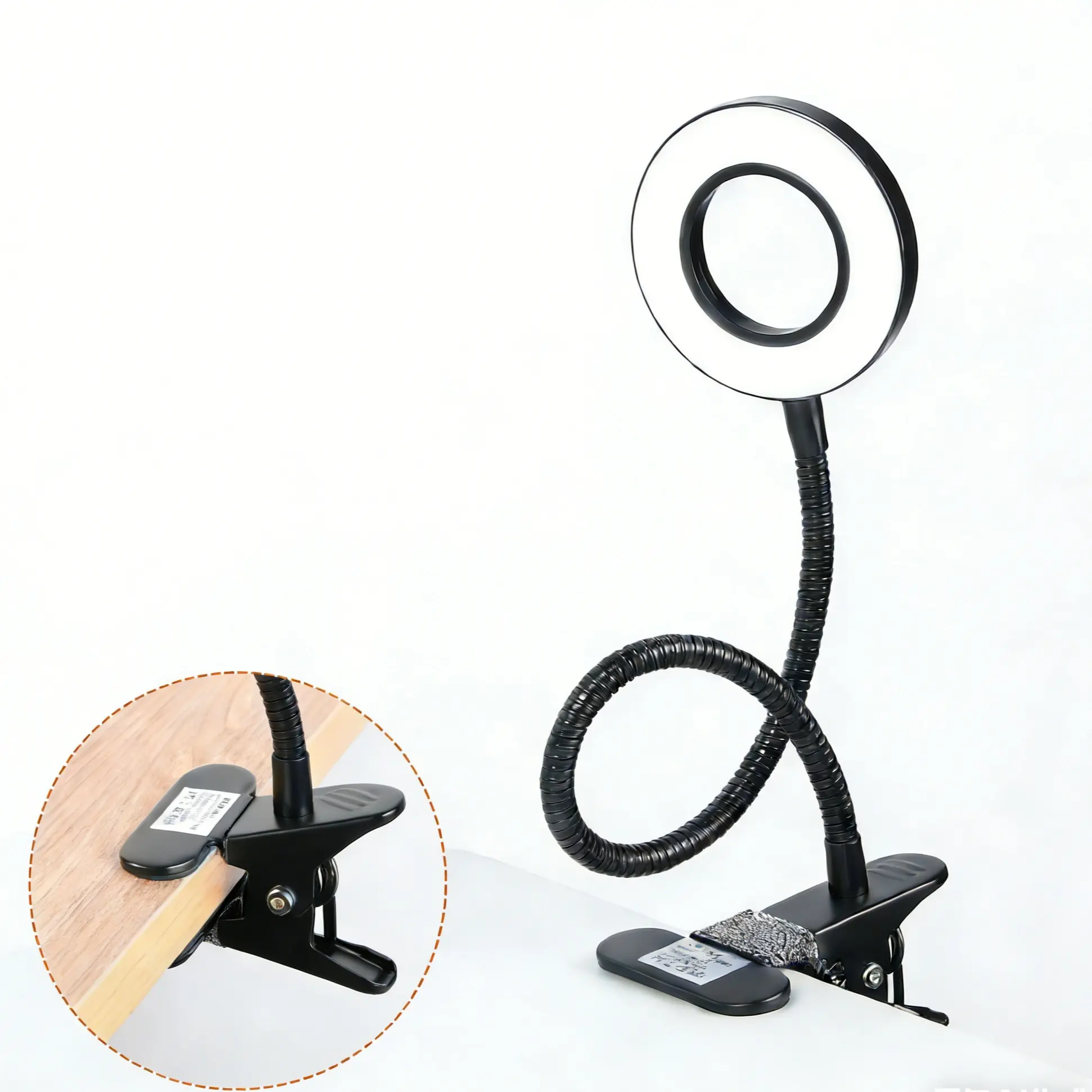 Hollow clip-on reading lamp, USB rechargeable, bedside desk lamp for dorms, portable office and home lamp, three-level dimming, LED table lamp, a gift for children