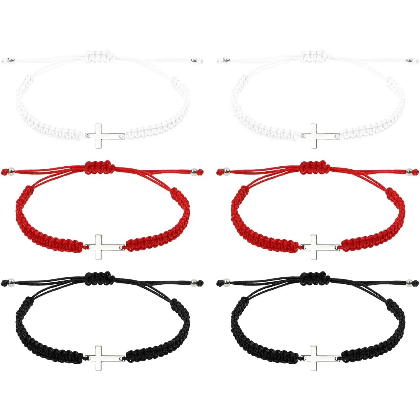 Friendship  Bracelets Bulk for Adults 6 count  Braided Adjustable Lucky String Bracelets Faith Hope Blessed Protection Strap Bangle for Women Men Easter Baptism