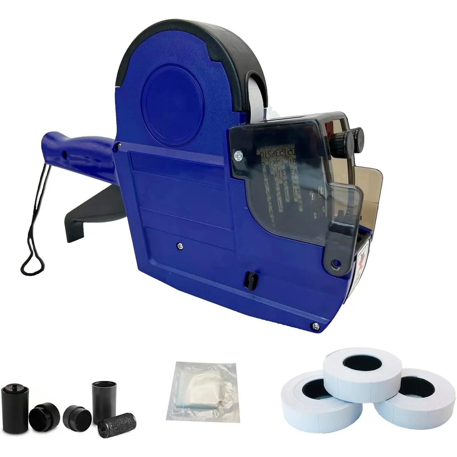 Price Gun 2-Line 20-Digit Labeler Kit with 1900 Labels and 2 Ink Rolls, Date Code Pricing Tagging Stickers Maker Machine for Retail Garage Yard Sale, Clothes Label Tag Applicator Navy