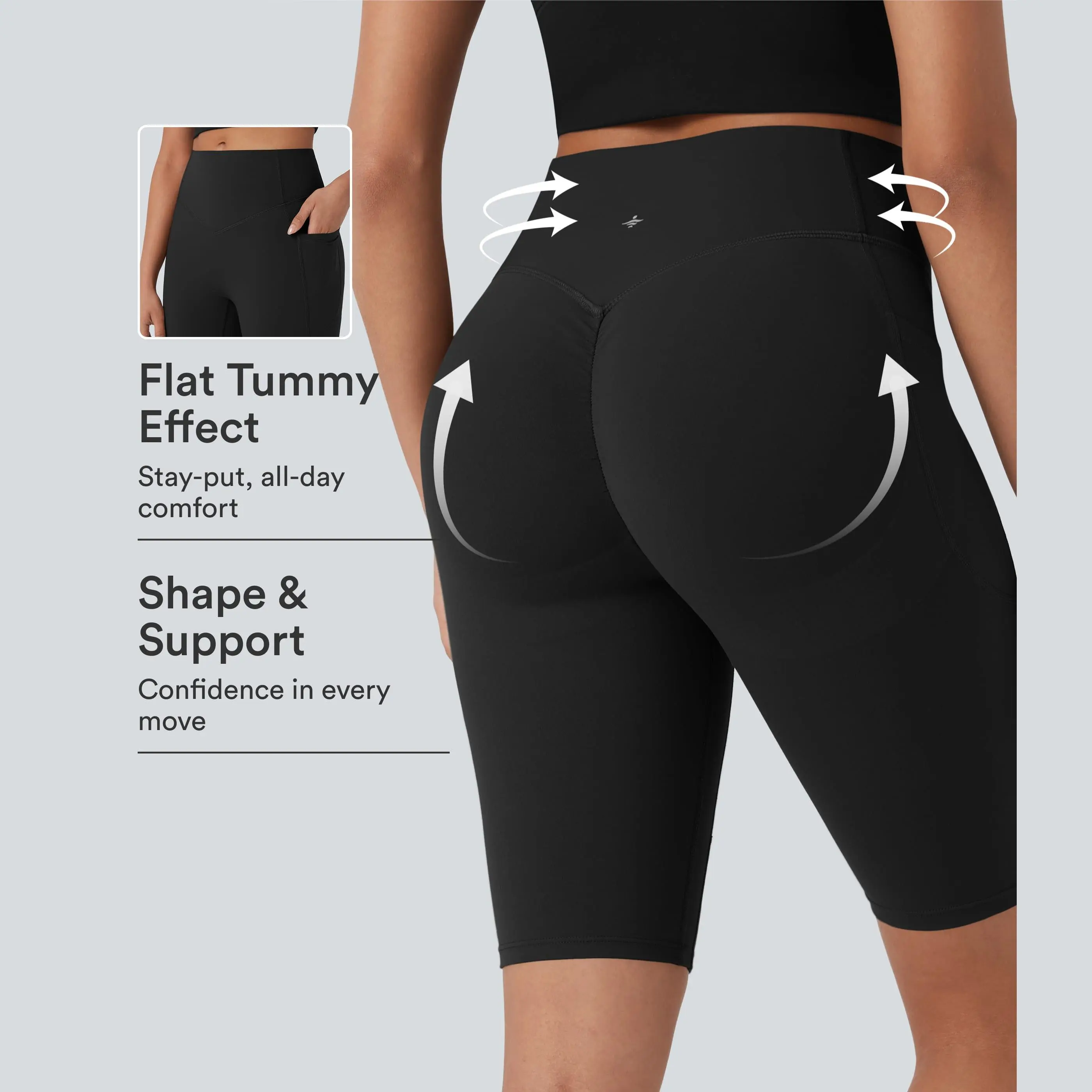 Halara UltraSculpt™ High Waisted Scrunch Butt Lifting Tummy Control Side Pocket Shaping Workout Biker Shorts 9''