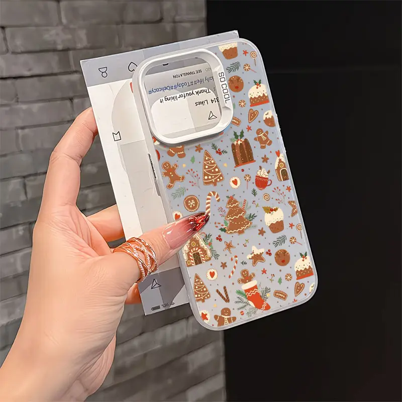 Gingerbread Cookie Xmas Phone Case,Cozy Flat Illustration Style for iPhone 17 16 15 14 13 12 11 Plus Pro Max,Festive Seasonal Present