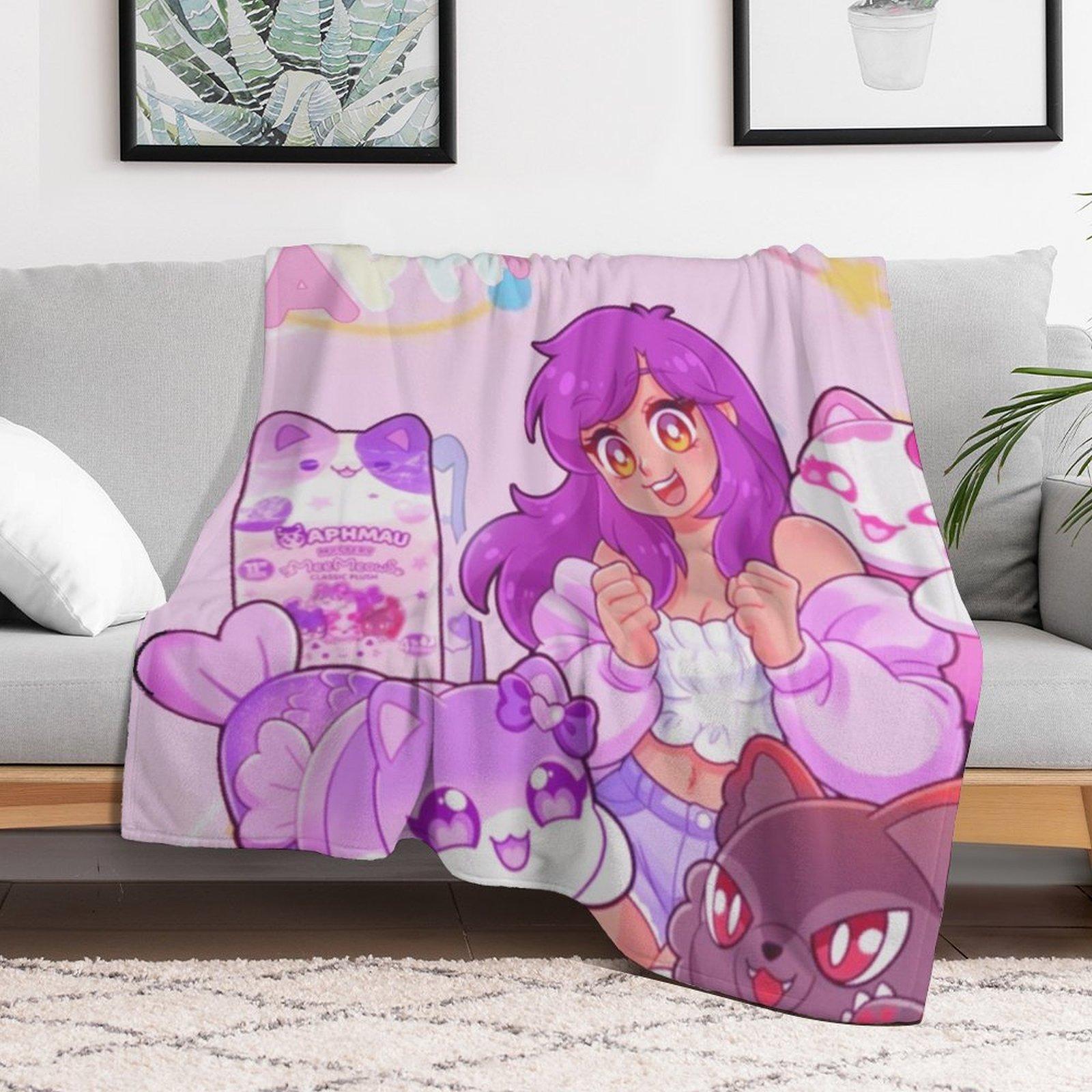 Aphmau Fall Throw Blanket For Women Mens Winter Nap Cute Cat Friends Love Meow Purple Flannel Blankets Office Camping Car Travel Air Conditioned Quilt All Seasons Soft Plush Bedding Throws Home Decor Boys Girls Christmas Gift Super Cozy Blanket
