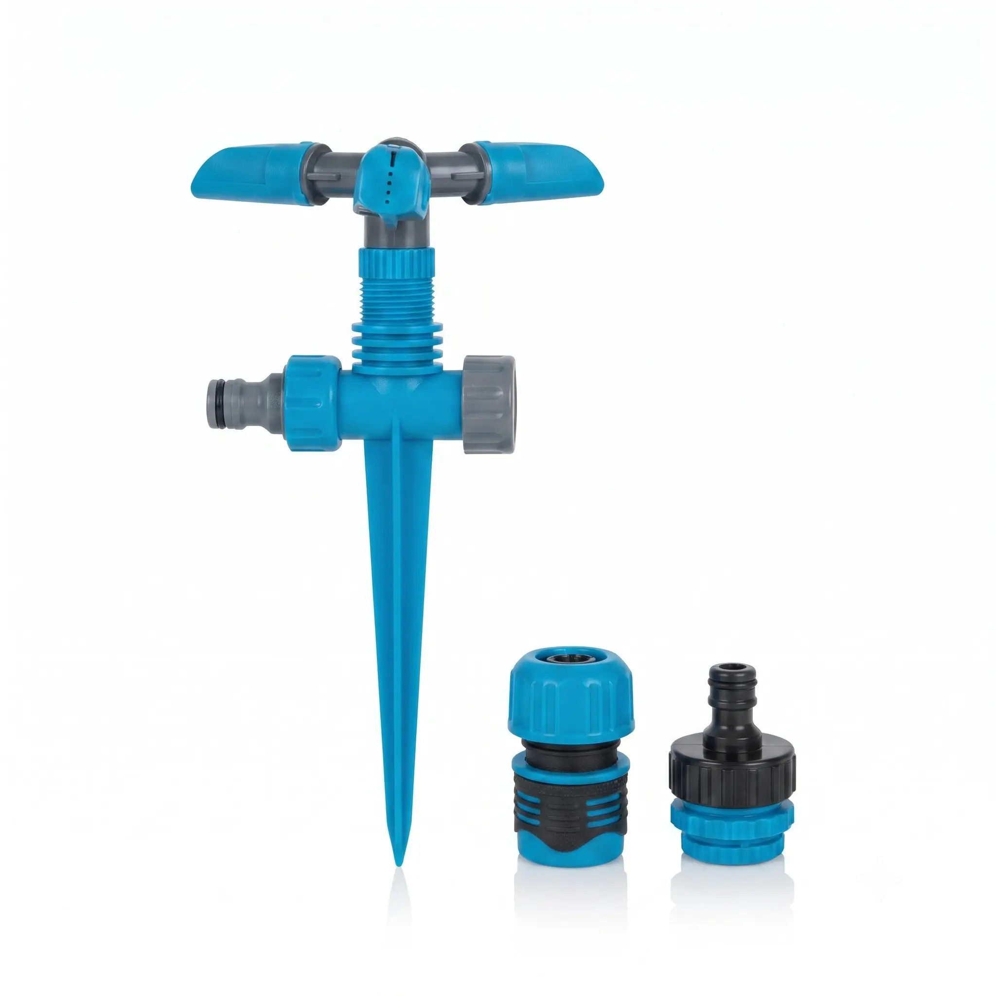 1 Pack 360° Rotating Garden Spike Sprinkler Kit, Tripole Rotary Lawn Water Sprinkler With Hose Quick Connectors, Adjustable Coverage Leak-Proof Ground Stake Irrigation Sprayer For Yard, Vegetable Garden & Landscape Watering