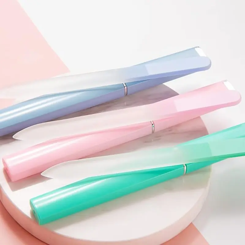 Glass Nail File Set of 3, Suitable for Natural Nails, Unisex Adult Gift, Includes Storage Box, Professional Tempered Glass Manicure Files