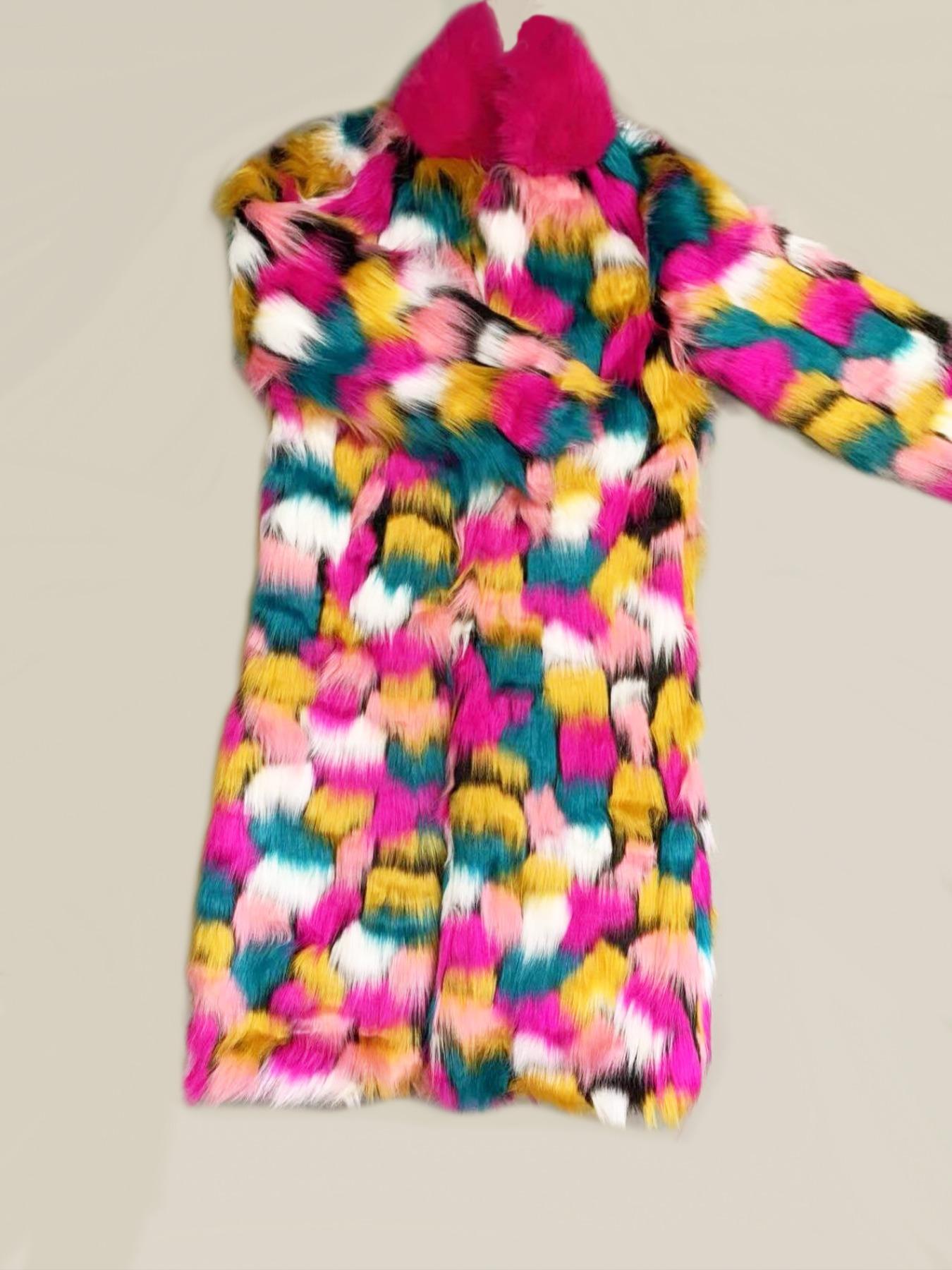 Women's Colorblock Faux Fur Jackets, Street Fashion Long Sleeve Fitted Coat for Daily Outdoor Wear, Women's Clothing for Fall & Winter, Fashion Outerwear