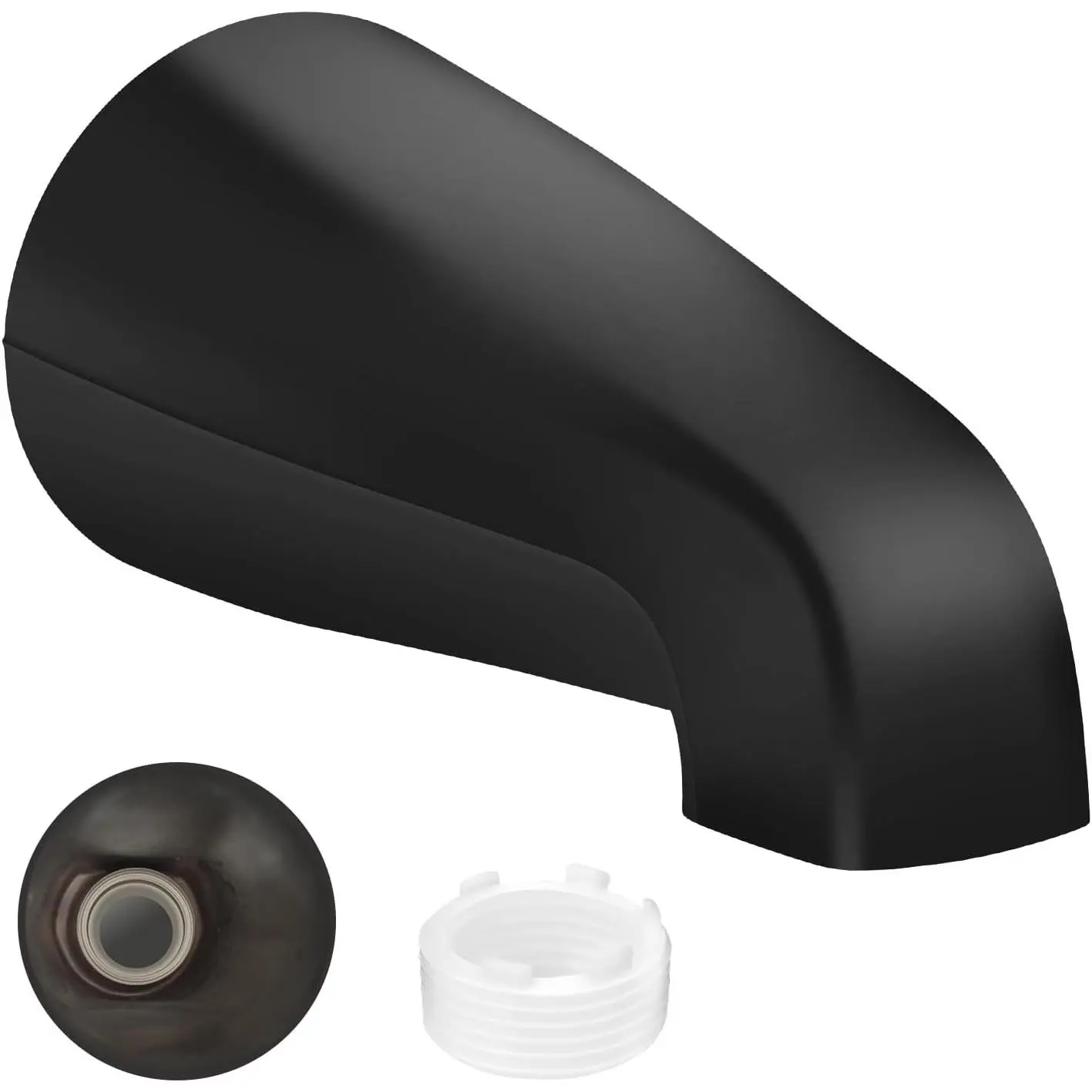 Universal Bath Tub Spout with Adapter, Bathtub Faucet Spout Without Diverter, 5" Length Bathtub Spout for 1/2'', 3/4'' IPS Inside Thread Connection and Tub/Shower Faucet (Matte Black)