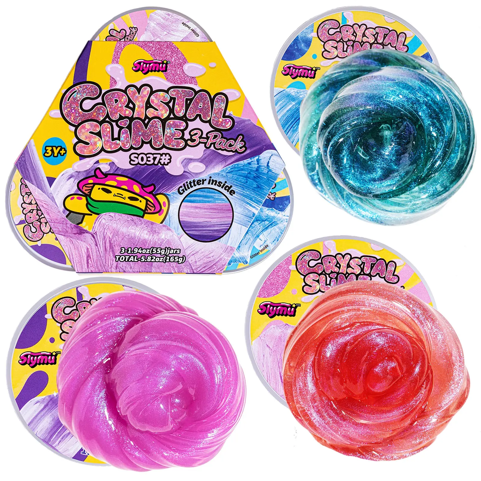 Slymu 3 Pack Jelly Slime - Clear, Scented, Glitter Slime Set, 1.94 oz*3, Stretchy Sensory, ASMR, Fidget Toy, Stress Relief, Party Favors for Kids and Adults
