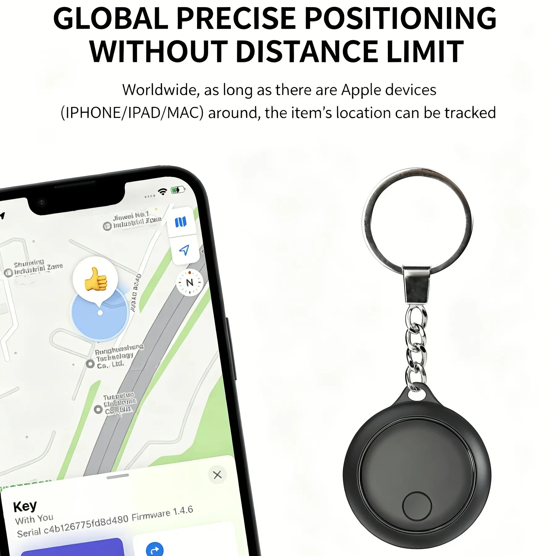 Smart Bluetooth-compatible Item Tracker, Compatible with Apple Find My, Mini Round Anti-Lost Key Finder Tag, Portable GPS Locator for Keys, Wallet, Luggage, Pets, Kids, Seniors