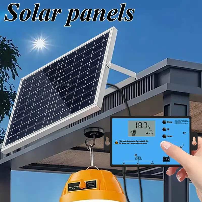 10W Outdoor Solar Panel Portable Charger with 10A Controller—Ideal for Camping and Outdoor Use. An emergency power source suitable for outdoor activities, camping, mobile phones, travel, rooftops, RVs, cars, and more.