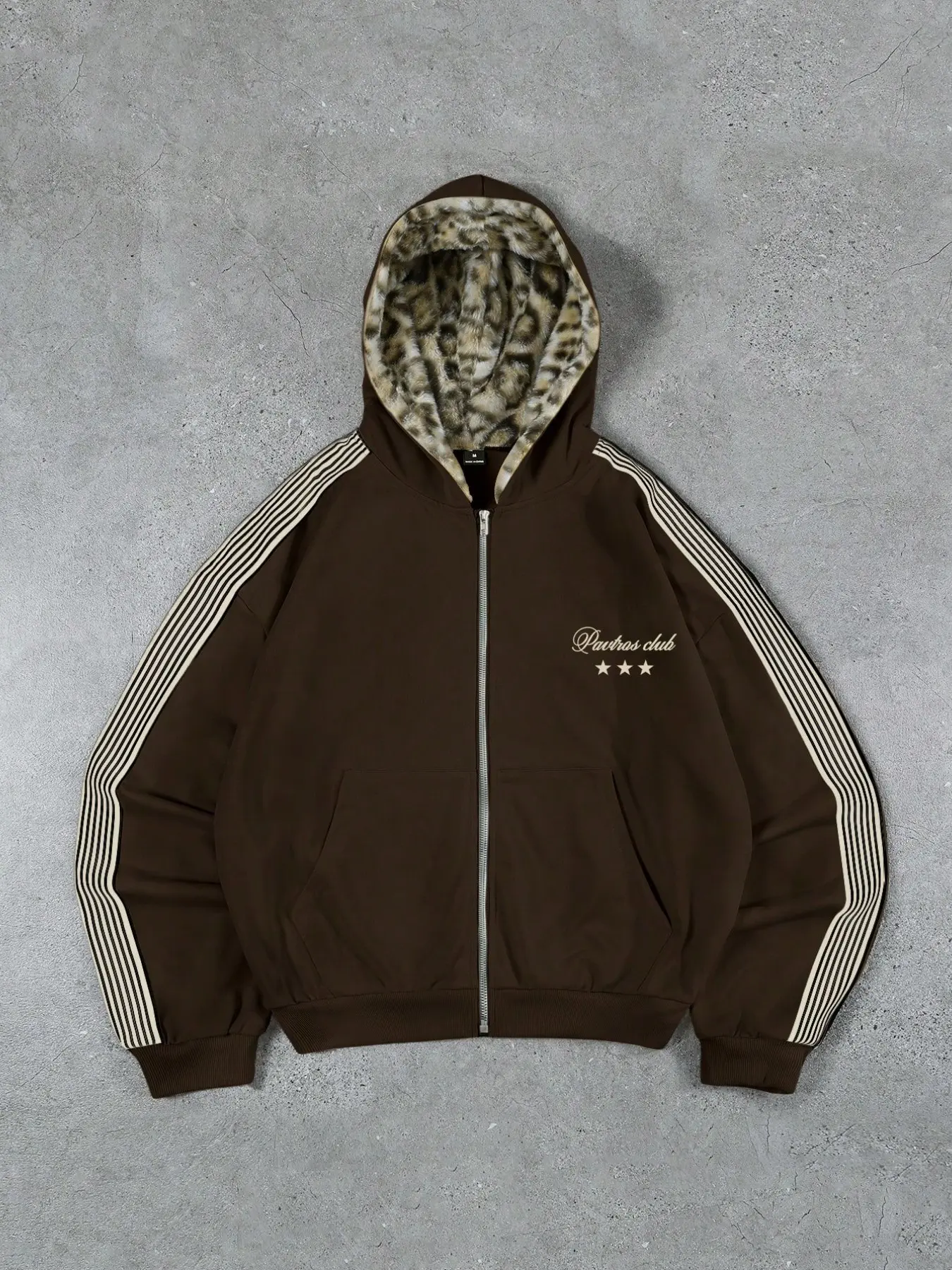 Men's Streetwear Hoodie Sweatshirts, Vintage Casual Style, Knit Open Front, Faux Fur Leopard Print, Luxury Brand Logo, Gift for Boyfriend/husband