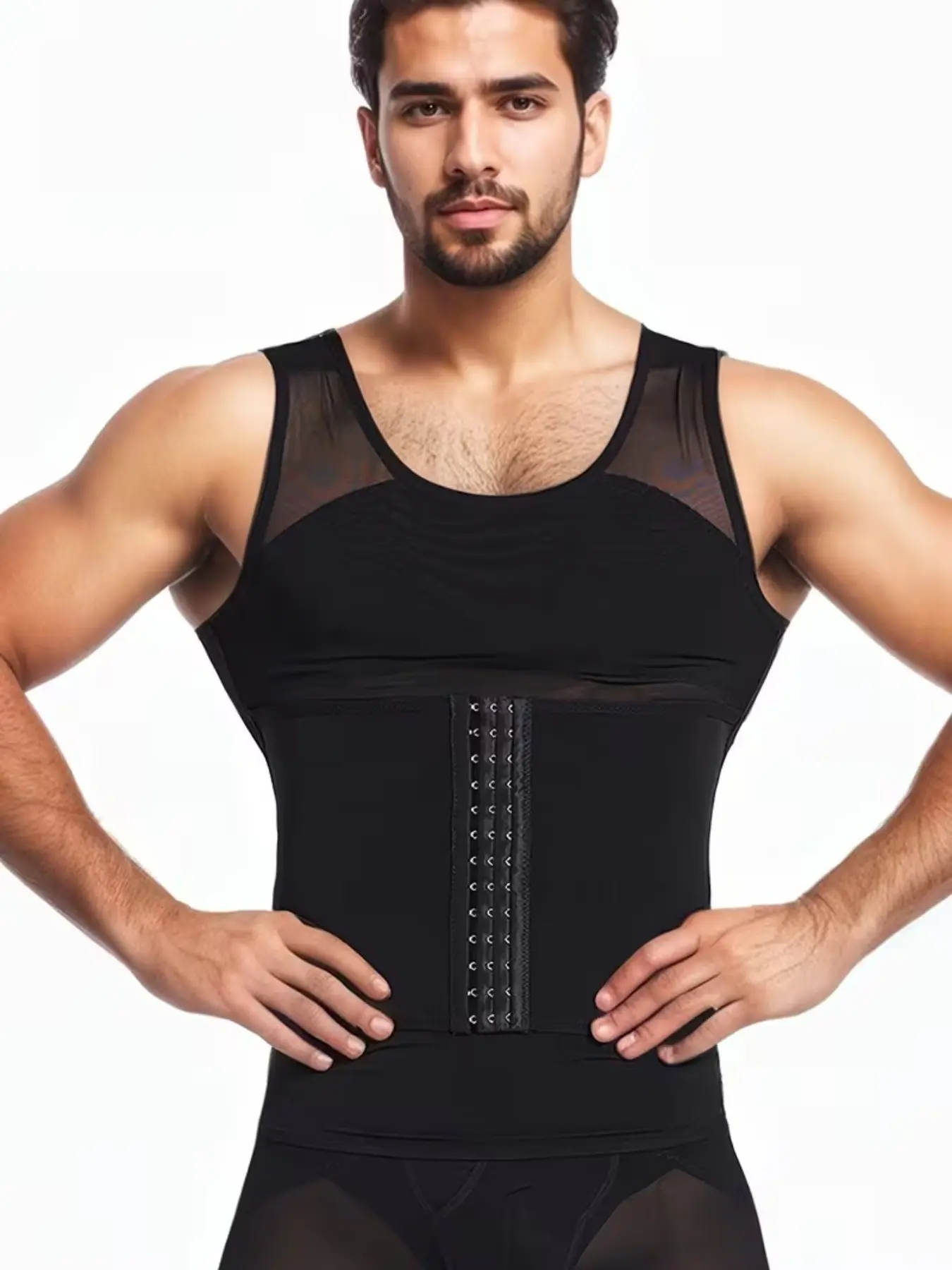 Men's Waist Trainer Vest, Adjustable Buckle Abdominal Shaper, Invisible Breathable Compression Top, Beer Belly Control, Slimming Underwear, Shapewear Waist Trainer, Shaping Trainer