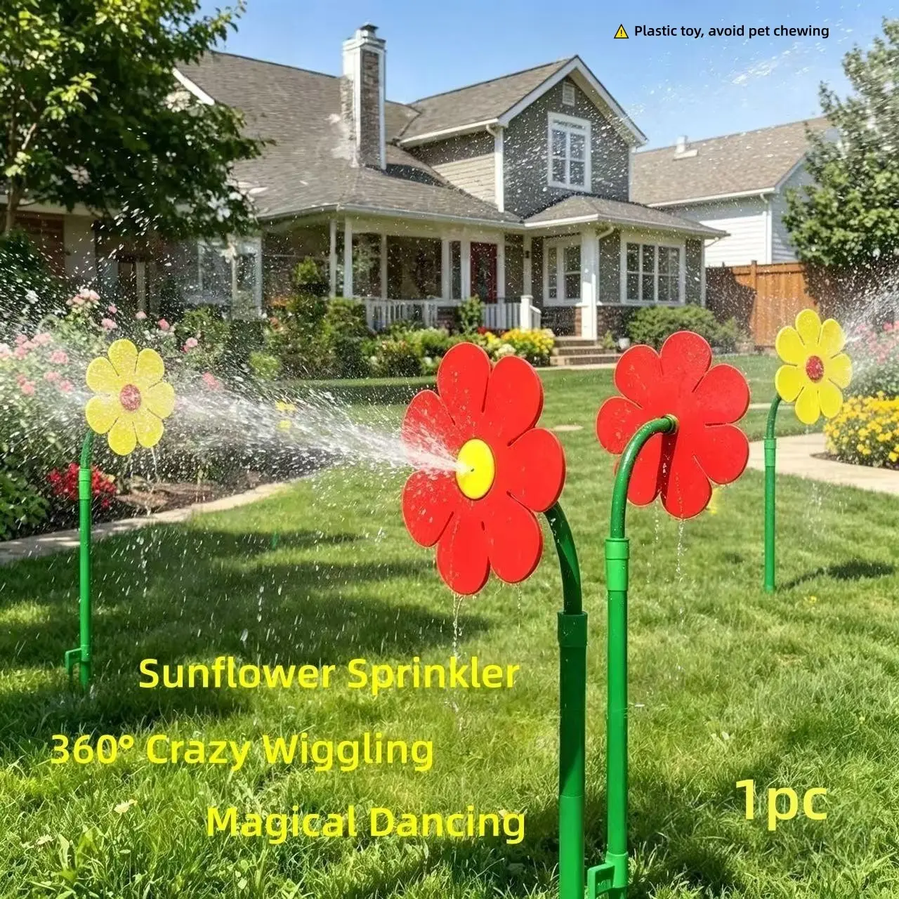 Crazy Daisy Sprinkler, Dancing Sun Flower Lawn Water Sprinkler, Fun Garden Yard Water Toy for Kids, Outdoor Water Play & Lawn Watering