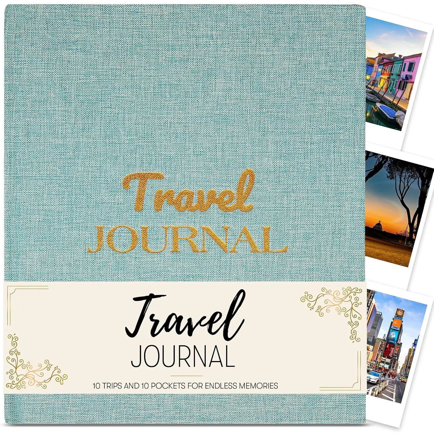 Travel Journal and Travelers Notebook to Record Trips & Memories. Travel Journal for Women, Men. Travel Gifts for Adventurous Souls with 10  Pockets. Size 9.70 x 8.0 in