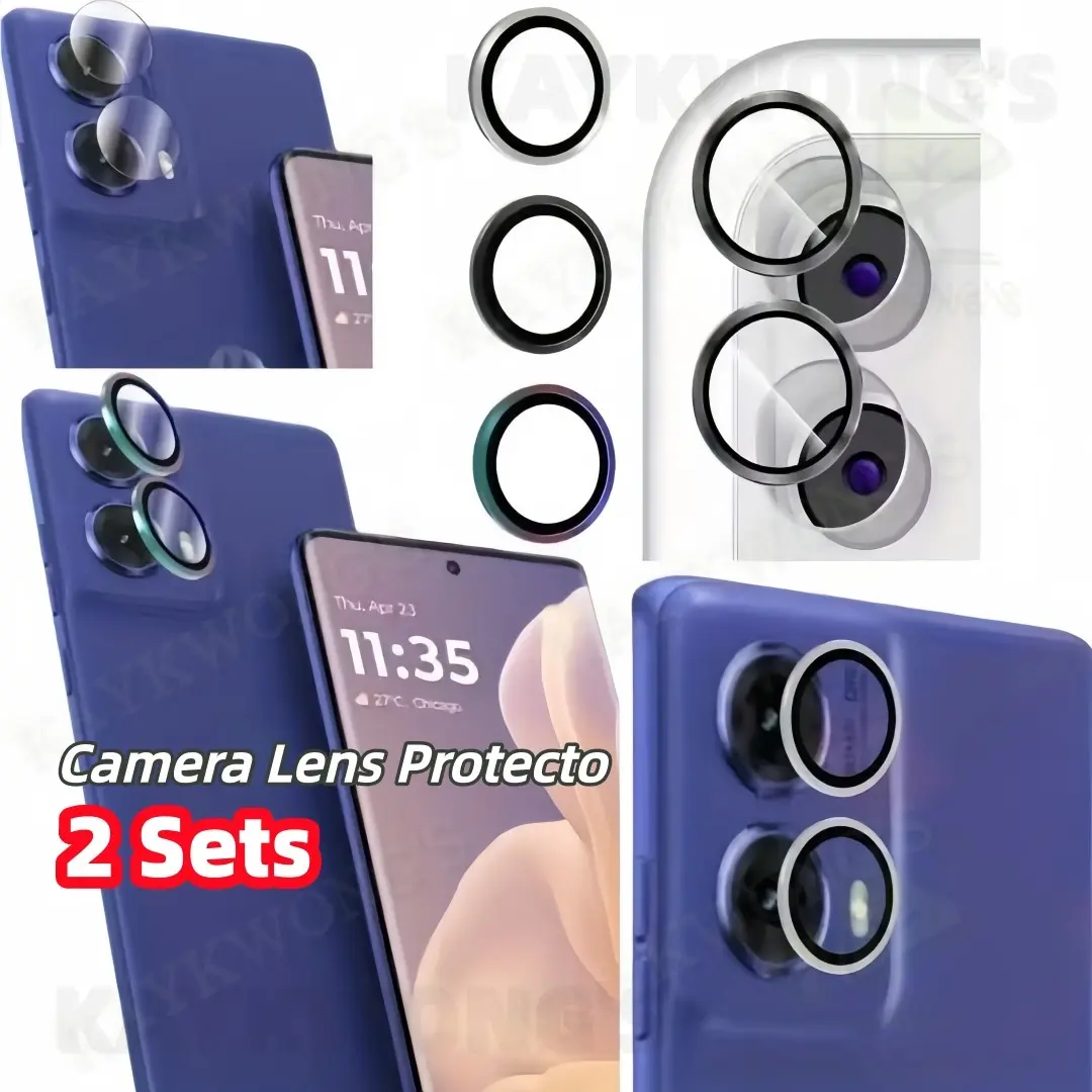 KAYKWONG'S 2 Set of Armor Eagle Eye Alloy Lens Protector, Compatible with Motorola G85/G55/G45/G35, Metal Frame Tempered Glass Camera Protection Ring