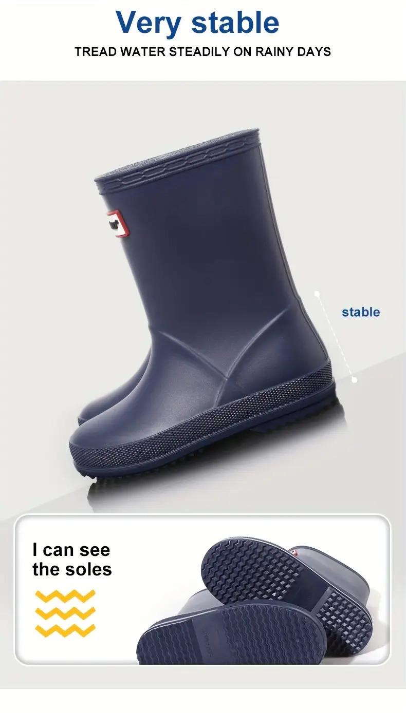 [Soft Rubber Rain Boots] Lightweight Rain Boots |           Boys Outdoor Simple Boots 2-8 Years Old Kindergarten Students Soft Non-Slip All-Season High-Quality Shoes School Day Camping Beach Garden Play Integrated Design Keep Feet Dry