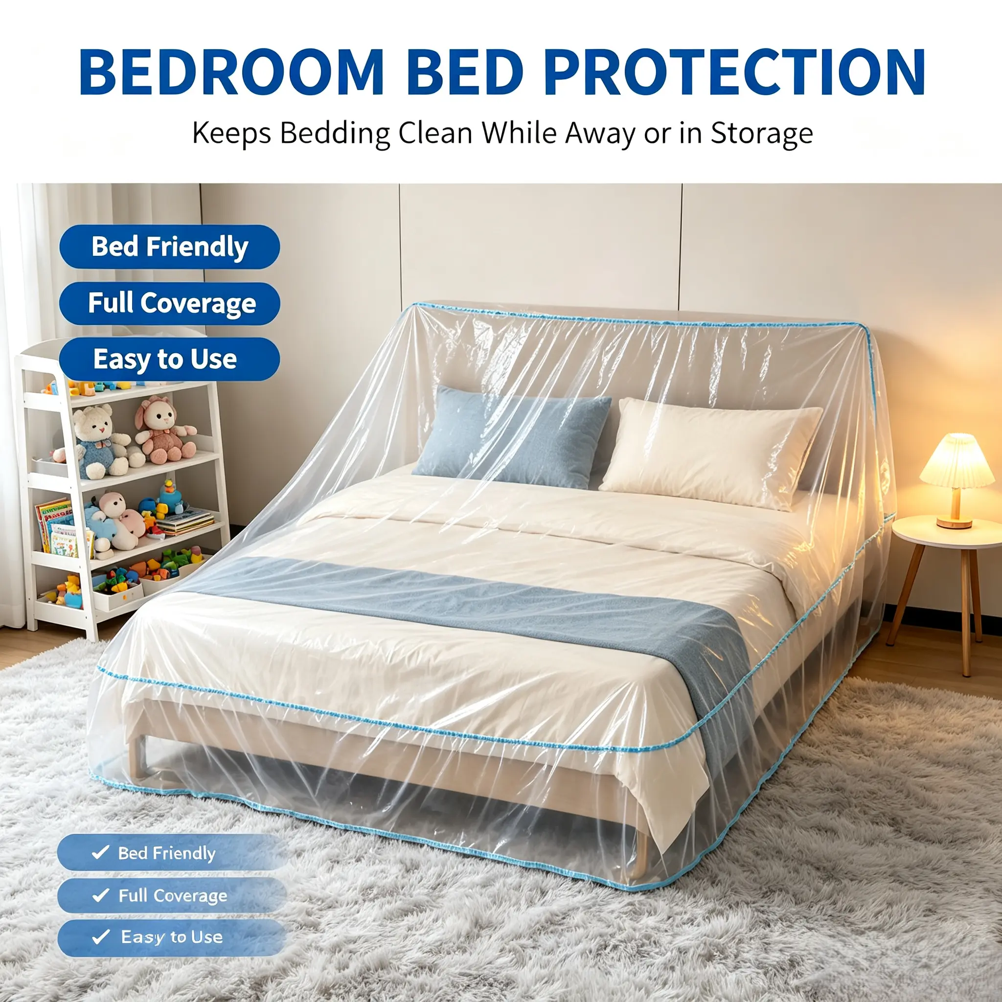 Disposable elastic dustproof bed cover, enlarged sofa furniture protective cover, plastic protective film for renovation, dust cover for dormitory