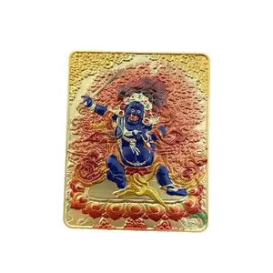 FiveGuardian Gilt Thangka Painting Core NineTailed Fox Zodiac Guardian Tibetan Style Gahu Box Pendant Manjushri ThreeDimensional Relief Gold Fengshui Amulet for Protection Luck Wealth