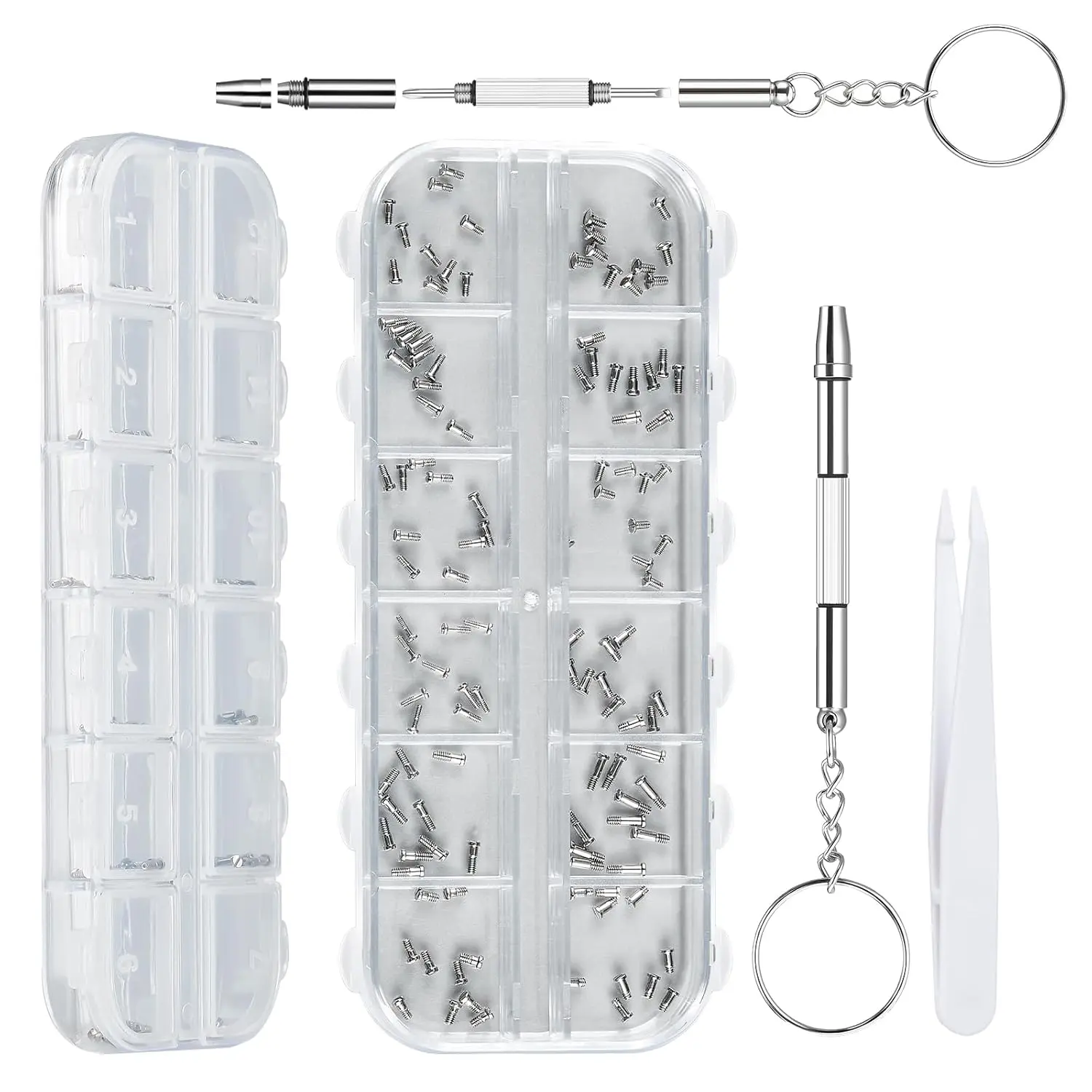 Eyeglass Repair Kit, 120- Stainless Steel  Screws, 4-in-1 , Portable  Fix Kit for Eyeglasses, Sunglasses and  Frames, Ideal for , Travel and Office