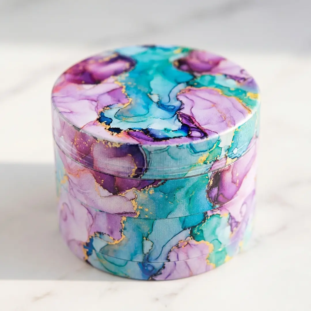 1.97 inch 50mm Purple Marble Pattern Spice Grinder Metal Manual Four Layer Salt Grinder Pepper Mortar Spice Zinc Alloy Seasoning Spice Grinder Kitchen Cooking Accessories Kitchen Gadgets Kitchen Tool Gift