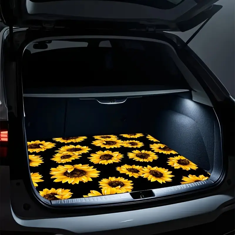 1Pc Durable Sunflower Print Car Trunk Mat, Automotive Mats, Universal All-Weather Car Interior Decor, Suitable for Most Models, Christmas Gift, Car Accessory