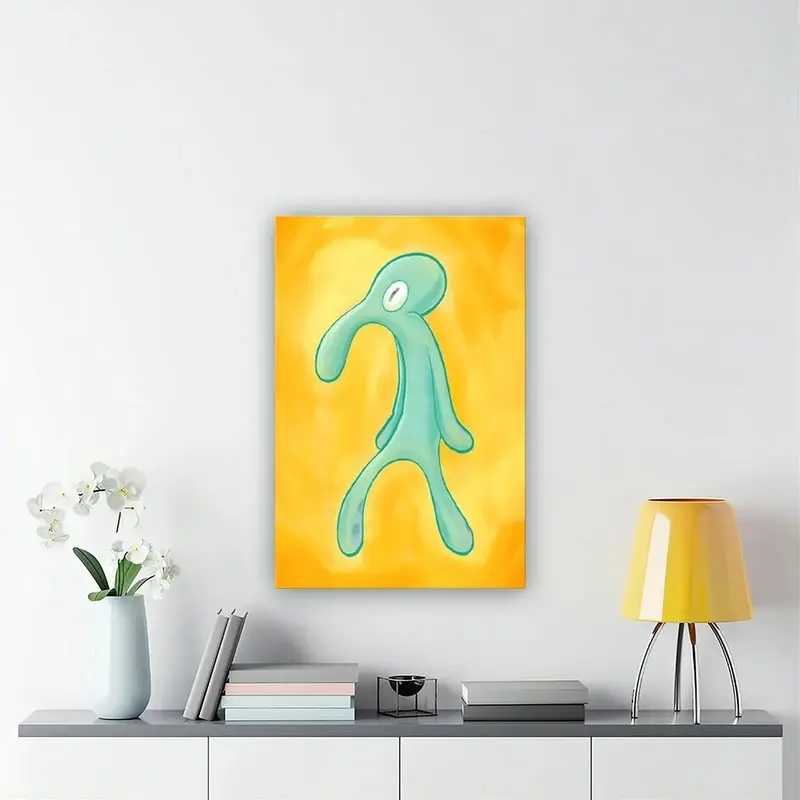 Bold And Brash Squidward Canvas Modern Poster Art Yellow Canvas Art Home Decor Wall Art Eco-Friendly Fade-Resistant Waterproof UV-Protected Vibrant Colors - Decoration