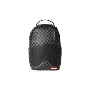 Sprayground SG Shark Print Backpack – Unisex Streetwear Vintage Checkerboard PVC Bag in Black