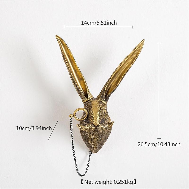 Animal Heads Wall Decor, Faux Deer Head Mount, Animal Sculptures Wall Decor, Resin Animal Head Wall Hanging Decoration for Living Room Bedroom Kitchen Gift,Rabbit