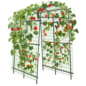 7.5FT Extra Tall Metal Garden Arch Trellis with Wire Mesh, Heavy Duty Steel PE Coated Arbor Pergola for Climbing Vines Vegetables Flowers, Outdoor Backyard Wedding Decor Easy Assembly