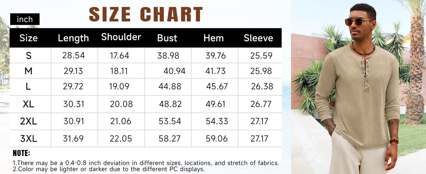 Beotyshow Mens Distressed Henley Shirts Retro Long Sleeve Tee Shirts Casual Button Down Washed T-Shirts for Men Cotton Menswear Father's Day Gift Shirt