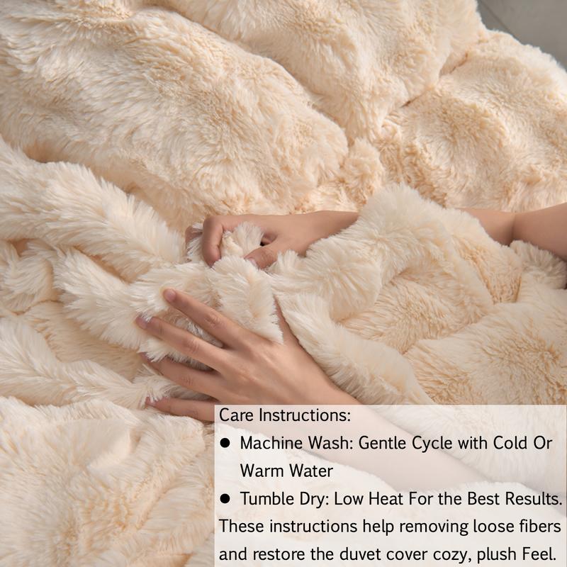 Fuzzy Duvet Cover Set, 3 Counts/set Including 1 Duvet Cover & 2 Counts Pillowcase without Filler, Room Accessories Soft Comfortable Bedding Set for Winter Home Bedroom