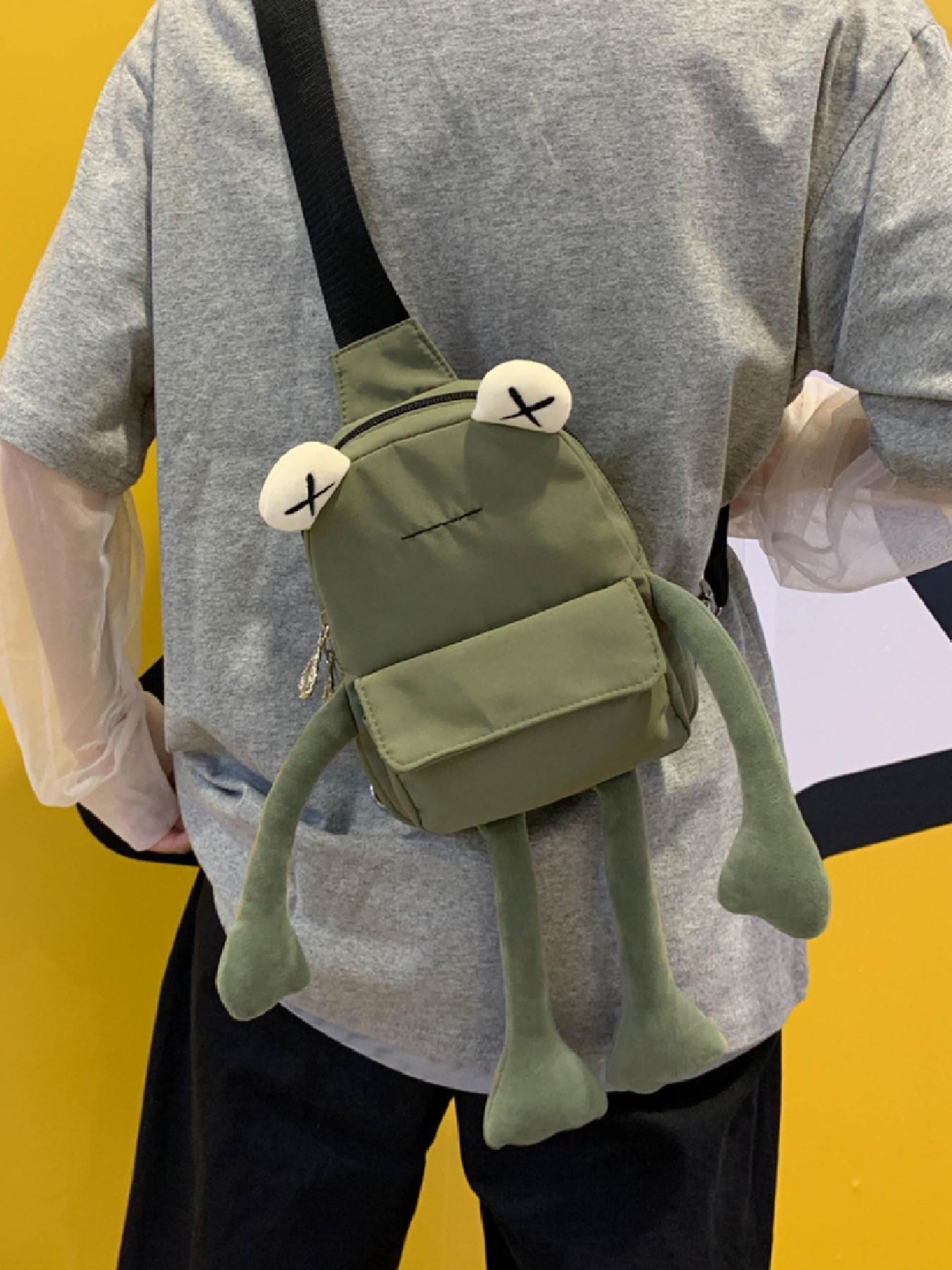 Women's Cute Cartoon Frog Design Chest Pack, Casual Novelty Crossbody Fanny Pack, Fashionable Zipper Sling Pack for Daily Use, Versatile Bag, Lightweight Crossbody Bag, Crossbody Purse
