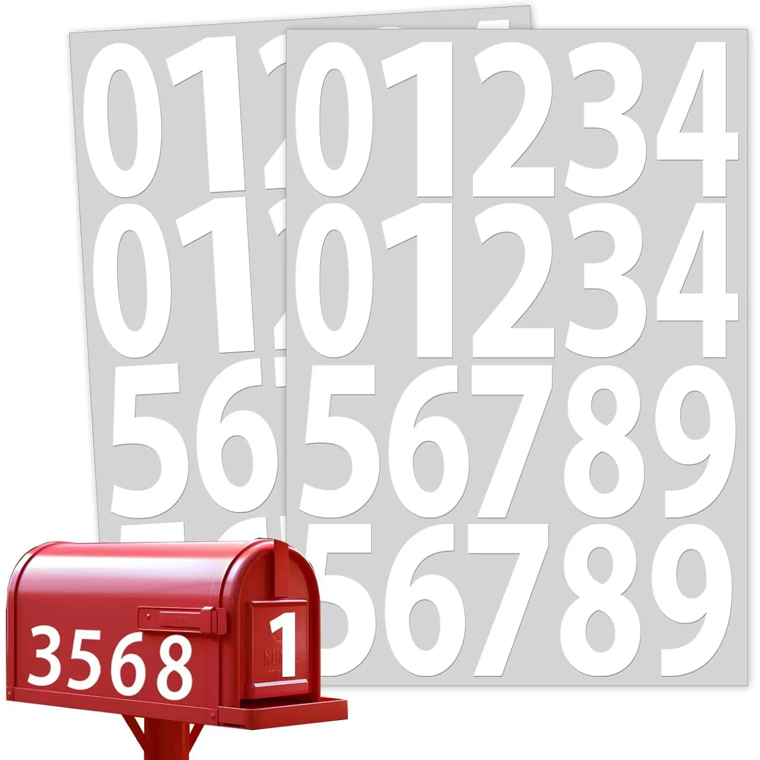 300 count Number Stickers, 3"  Vinyl Number Stickers, Consecutive 0-9 Labels Self-Adhesive Without  Left for Indoor and Outdoor (White)