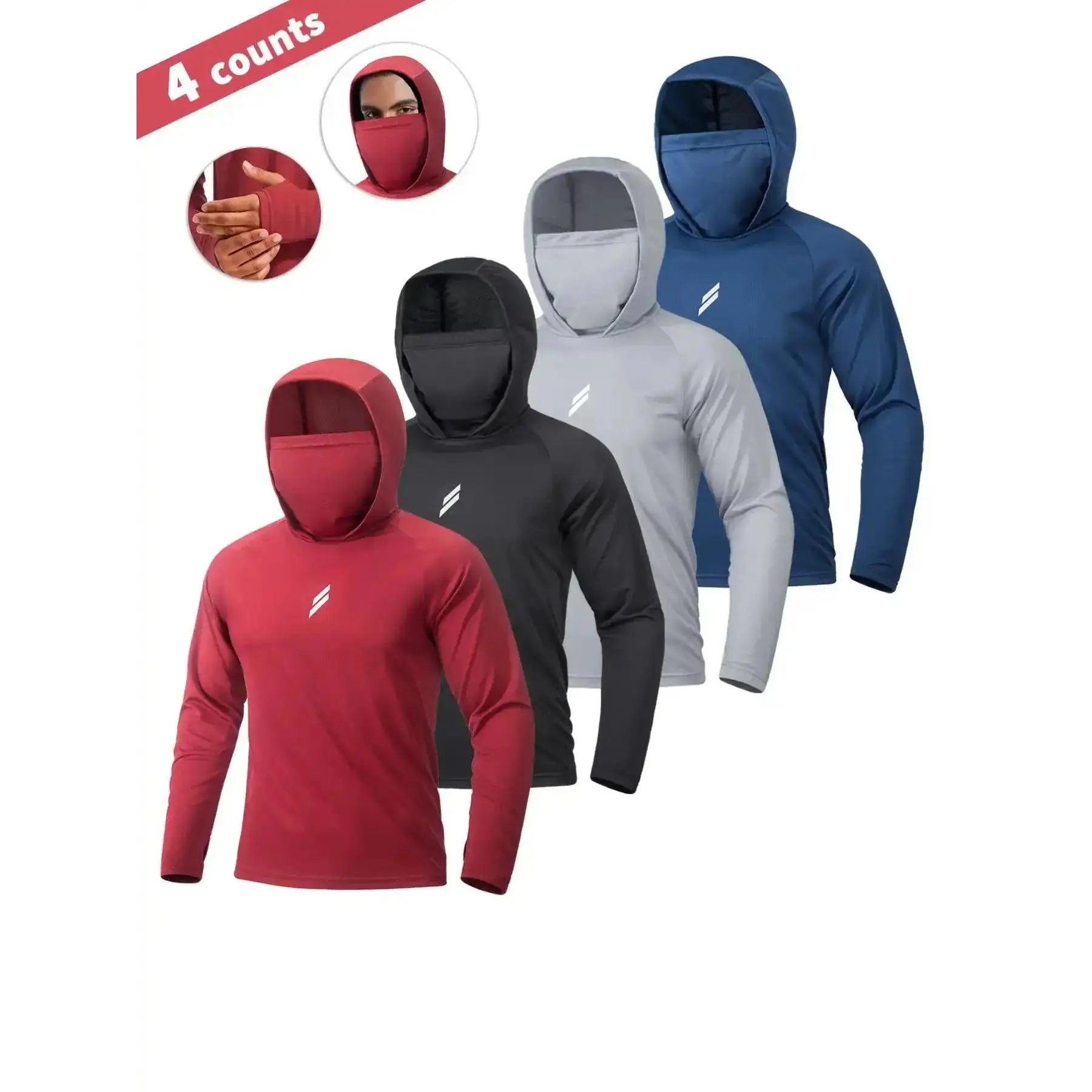 Men's Sun Protection Hoodie Set,FishingHoodiewithMask,Casual Breathable Fishing Jacket,Quick Dry Sportswear with Face Cover, SunProtectionFishingGear,Outdoor Adventure Clothing, Active Athletic Hoodie