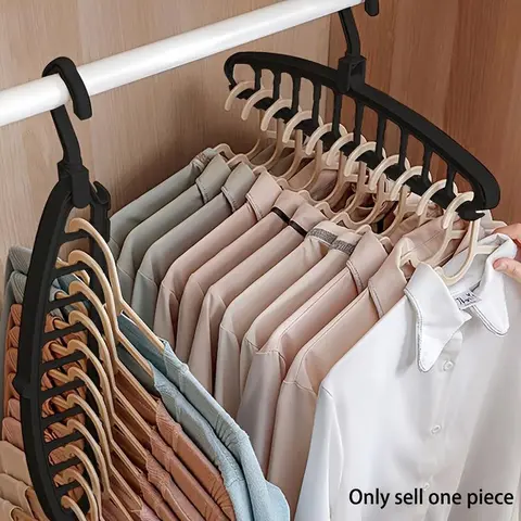 Foldable Heavy Duty Clothes Rack, 1 Count Space Saving Clothes Rack, Multi Hole Hanger Organizer for Home Bedroom Closet Wardrobe, Garment Rack