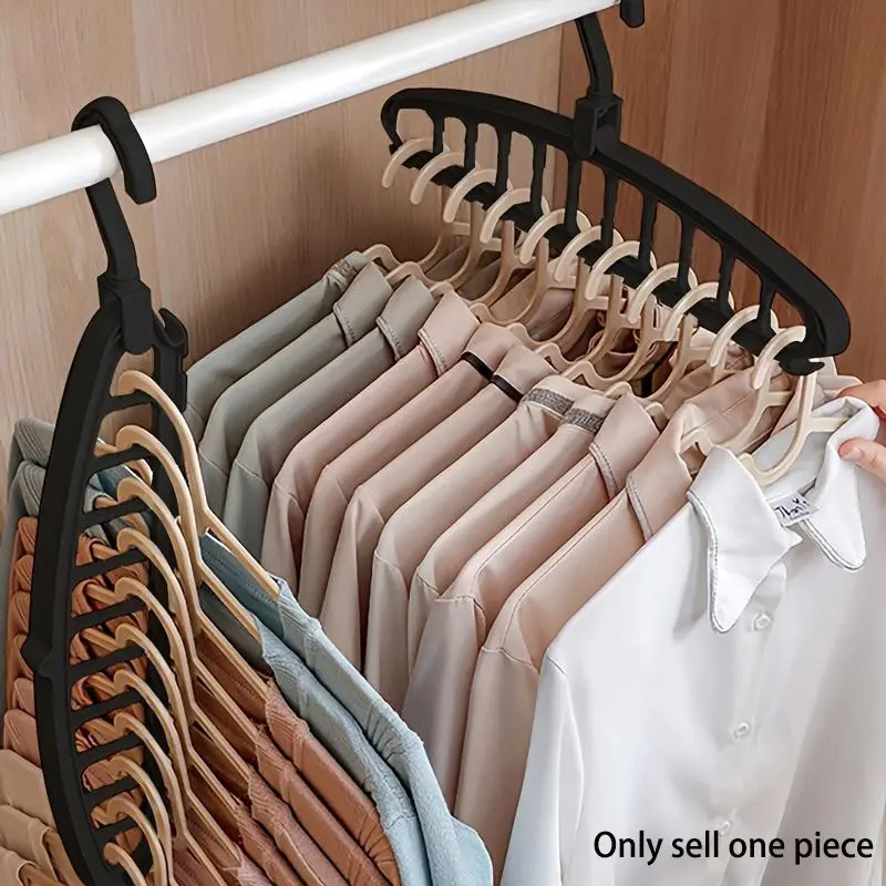 Foldable Heavy Duty Clothes Rack, 1 Count Space Saving Clothes Rack, Multi Hole Hanger Organizer for Home Bedroom Closet Wardrobe, Garment Rack