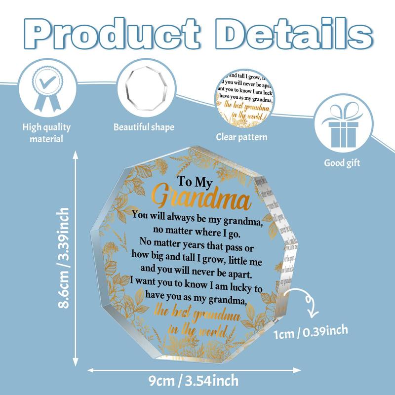 Irregular-Shaped Acrylic Signage Plaque, 1 Set Letter & Leaf Pattern Transparent Acrylic Plaque, Creative Birthday Gift for Grandma, Home Decoration, Home Decor Products, Decorative Plaque